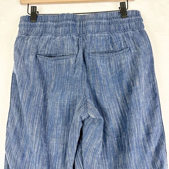 Athleta Cabo Linen Textured Wide Leg Pant Size 2 Petite Navy Blue - Picture 4 of 6